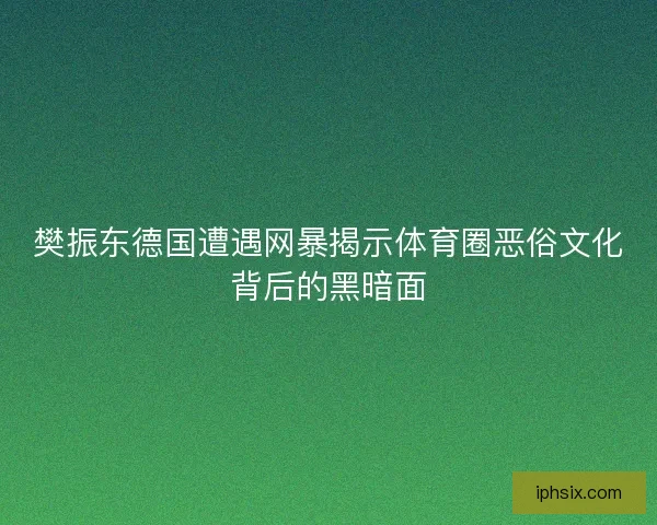 樊振东德国遭遇网暴揭示体育圈恶俗文化背后的黑暗面